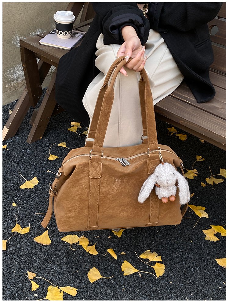 Unisex Work Solid-Color Structured PU Leather Handbag detail 33