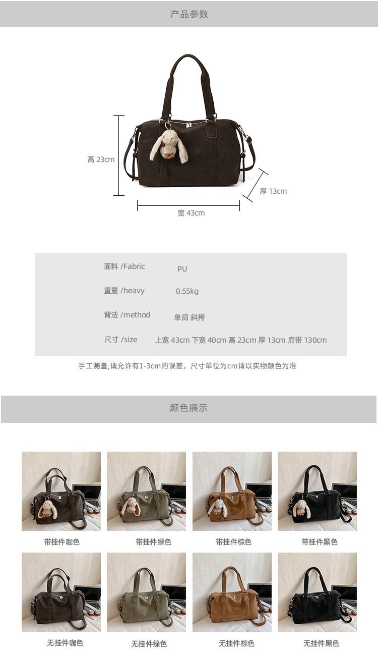 Unisex Work Solid-Color Structured PU Leather Handbag detail 7