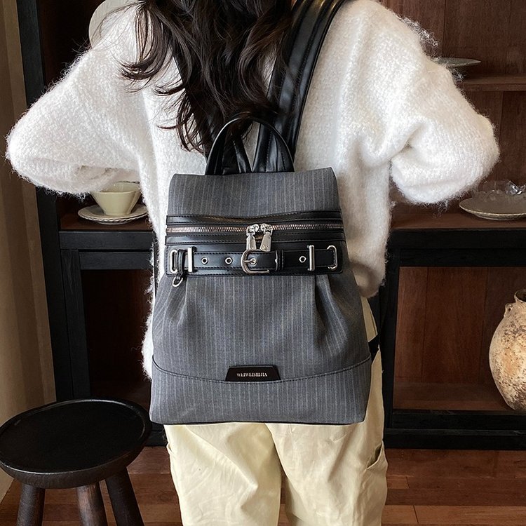Women's Work Striped Fabric Backpack view 2