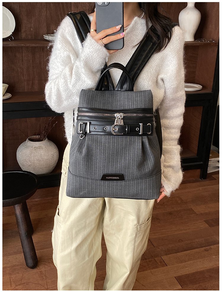 Women's Work Striped Fabric Backpack detail 10