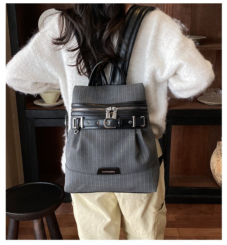 Women's Work Striped Fabric Backpack detail 2