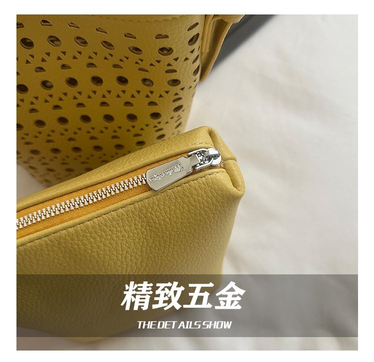 Women's PU Leather Woven Basket Bucket Bag detail 15