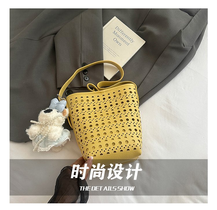 Women's PU Leather Woven Basket Bucket Bag detail 16