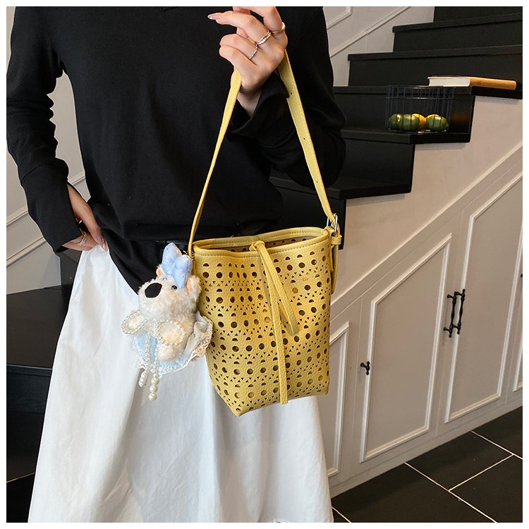 Women's PU Leather Woven Basket Bucket Bag detail 19