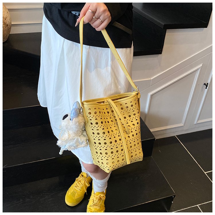 Women's PU Leather Woven Basket Bucket Bag detail 21