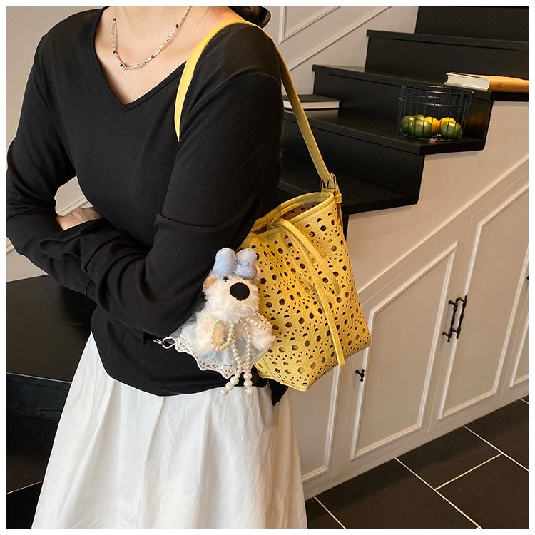 Women's PU Leather Woven Basket Bucket Bag detail 23