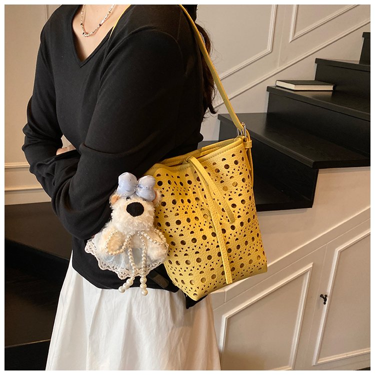 Women's PU Leather Woven Basket Bucket Bag detail 24