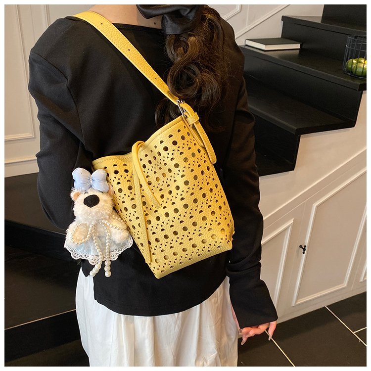 Women's PU Leather Woven Basket Bucket Bag detail 26