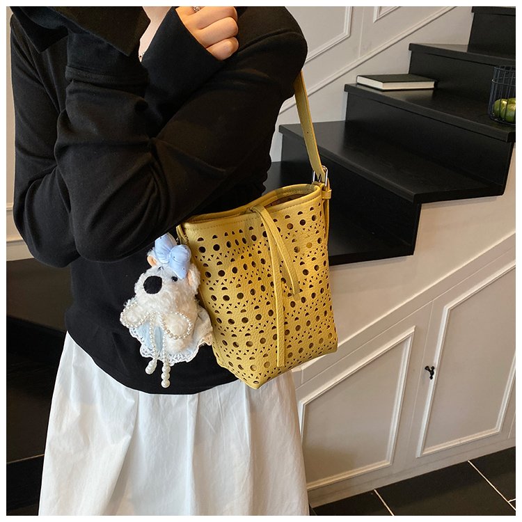 Women's PU Leather Woven Basket Bucket Bag detail 27