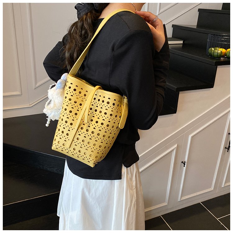 Women's PU Leather Woven Basket Bucket Bag detail 28