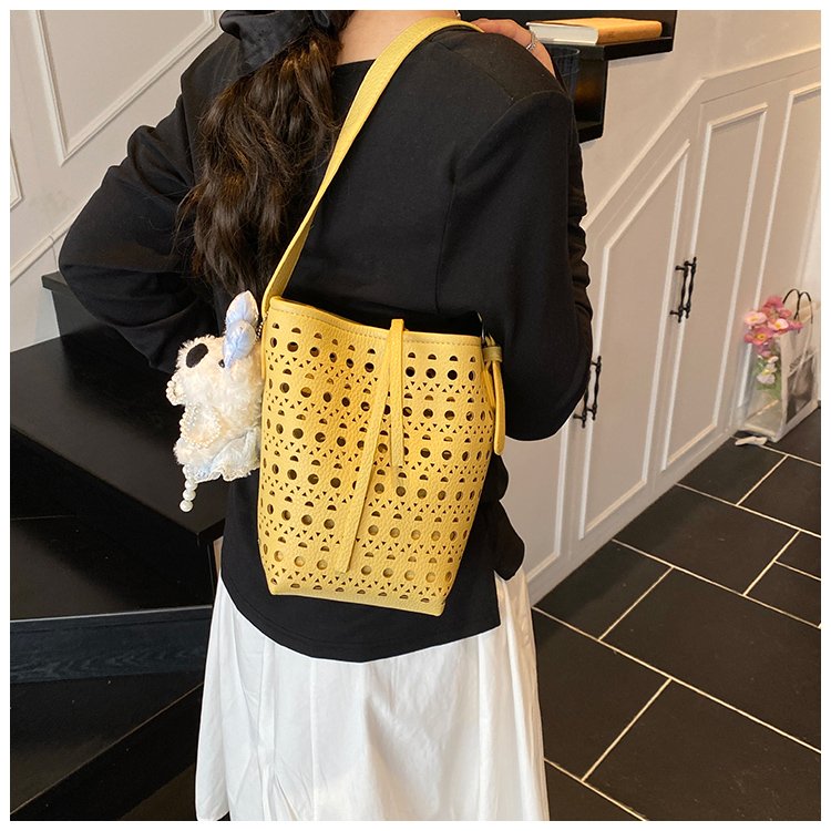 Women's PU Leather Woven Basket Bucket Bag detail 29