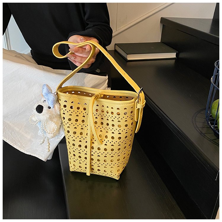 Women's PU Leather Woven Basket Bucket Bag detail 31