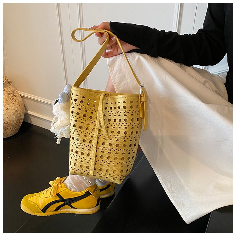 Women's PU Leather Woven Basket Bucket Bag detail 32