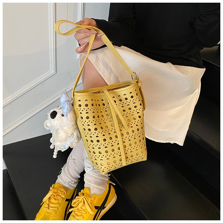 Women's PU Leather Woven Basket Bucket Bag detail 33