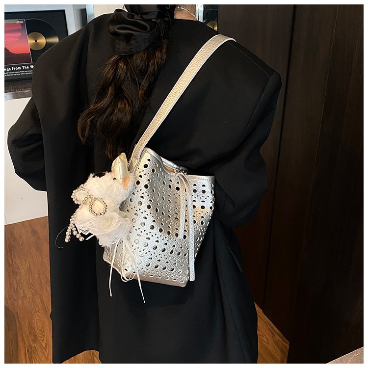 Women's PU Leather Woven Basket Bucket Bag detail 36