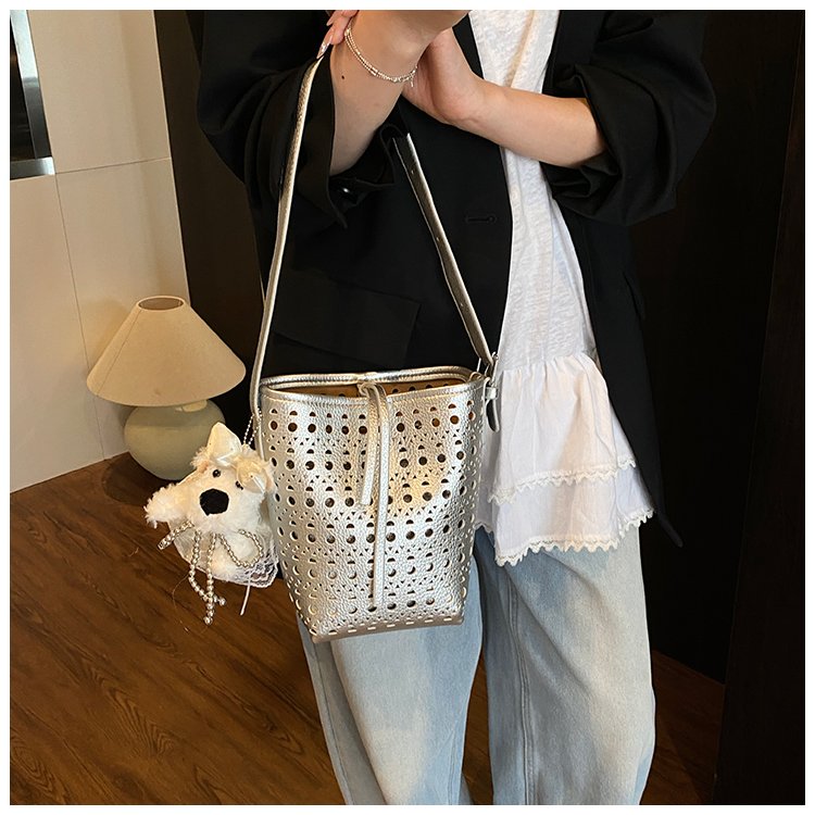 Women's PU Leather Woven Basket Bucket Bag detail 37