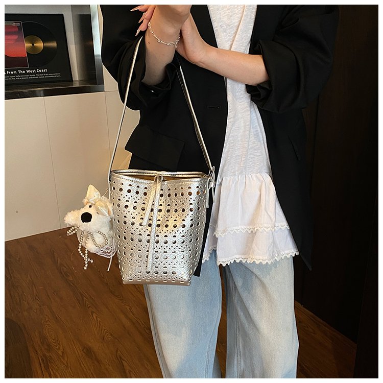Women's PU Leather Woven Basket Bucket Bag detail 38