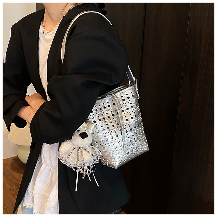 Women's PU Leather Woven Basket Bucket Bag detail 39