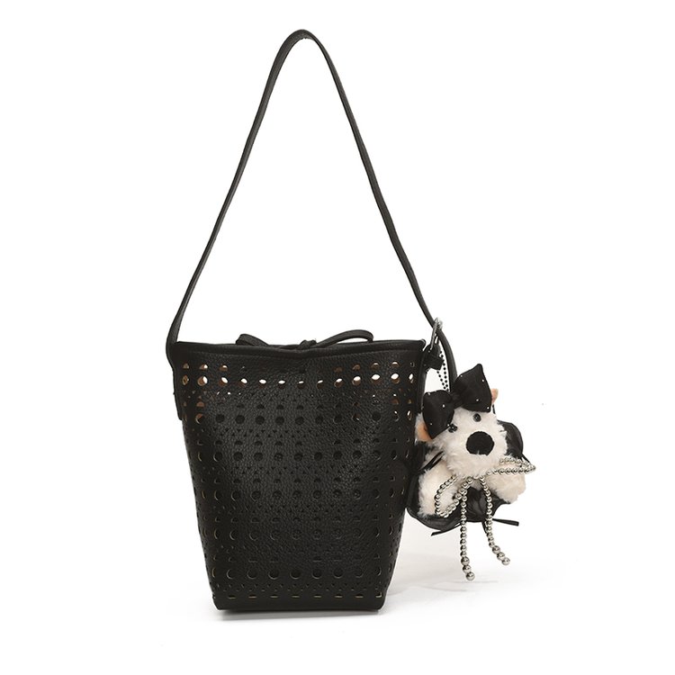 Women's PU Leather Woven Basket Bucket Bag view 6