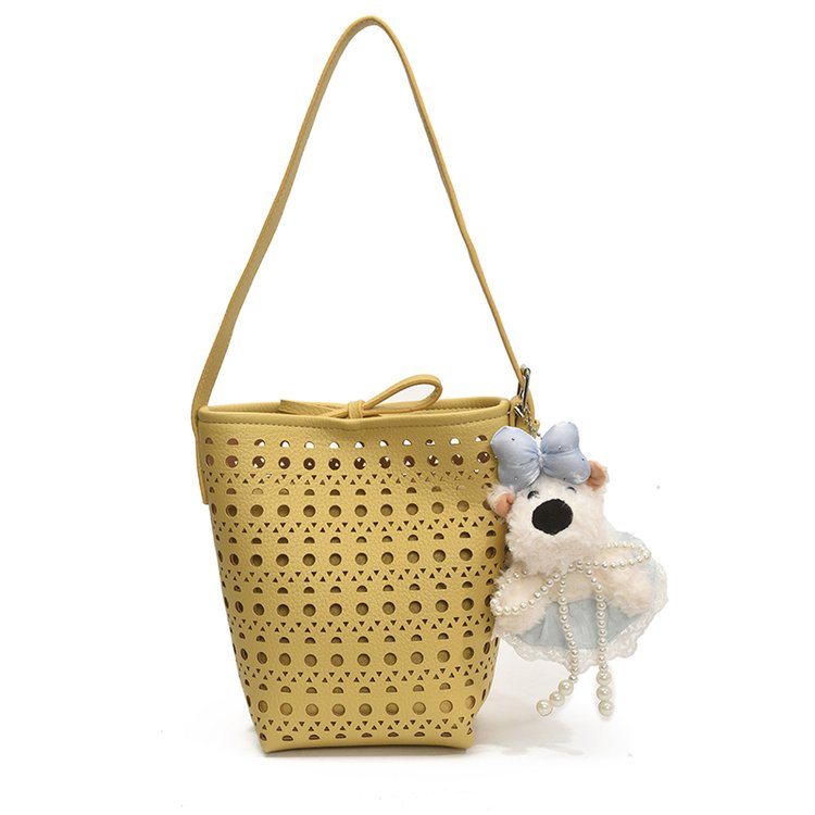 Women's PU Leather Woven Basket Bucket Bag view 8