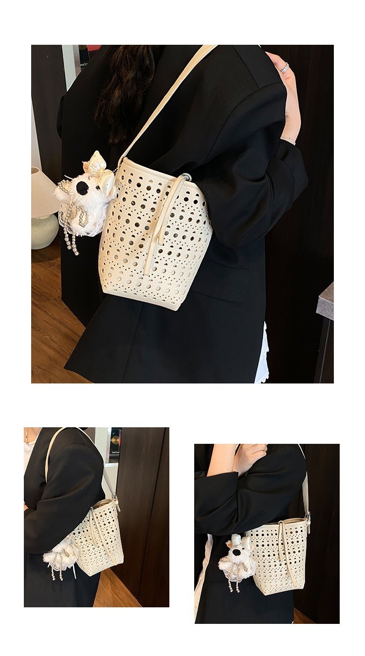 Women's PU Leather Woven Basket Bucket Bag detail 8
