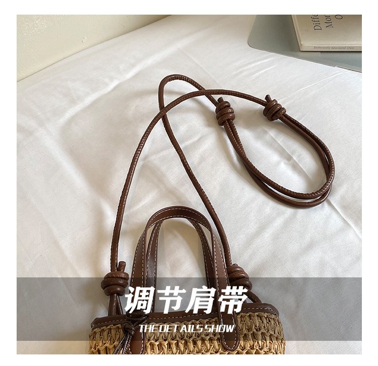 Women's Straw Woven Basket Bucket Bag detail 12