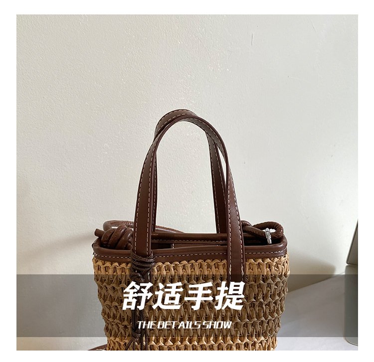 Women's Straw Woven Basket Bucket Bag detail 13