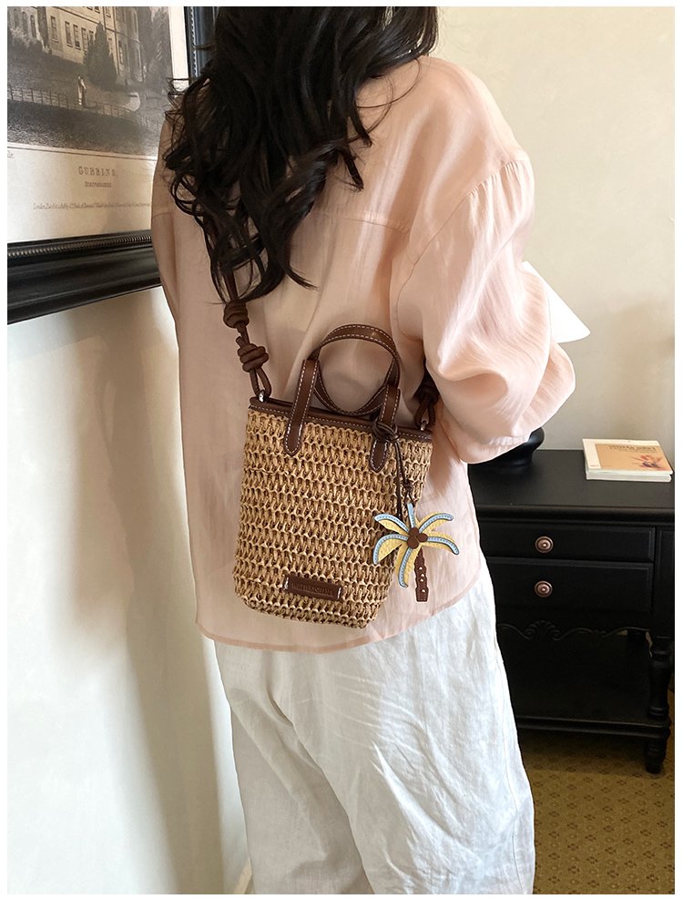 Women's Straw Woven Basket Bucket Bag detail 28