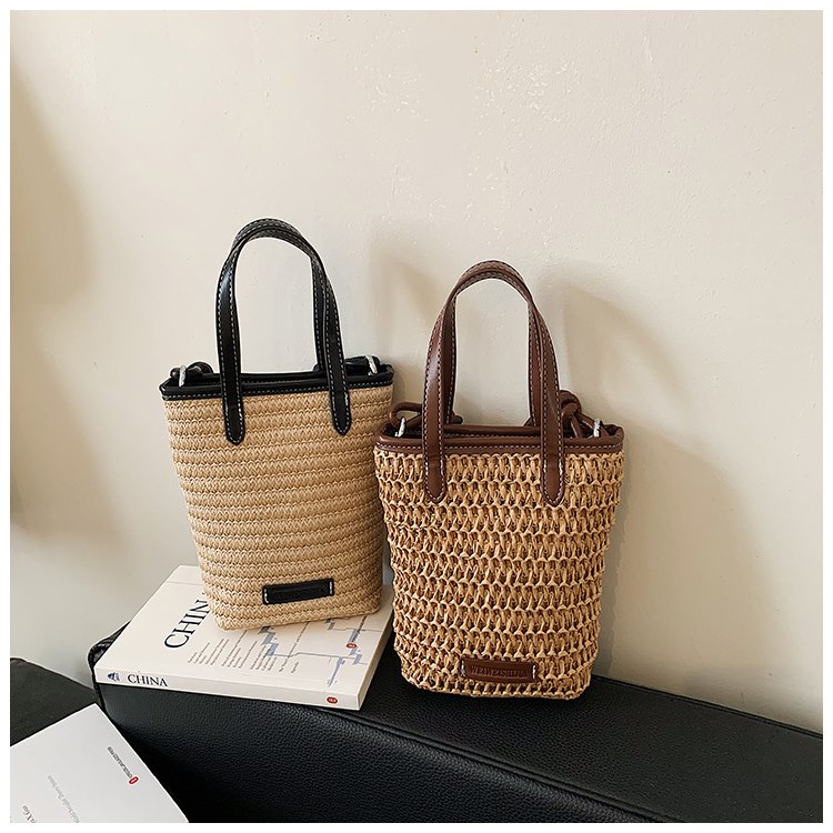 Women's Straw Woven Basket Bucket Bag detail 2