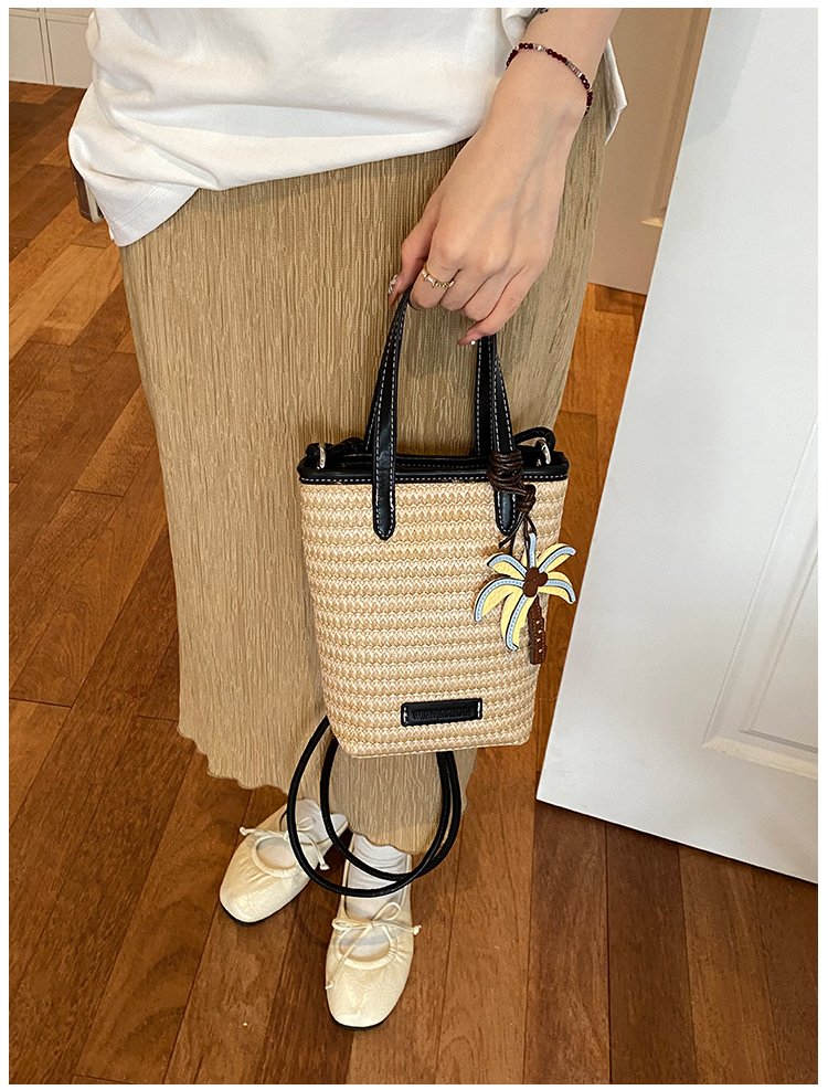 Women's Straw Woven Basket Bucket Bag detail 39