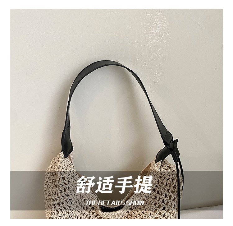 Women's Straw Woven Slouch Shoulder Bag detail 9
