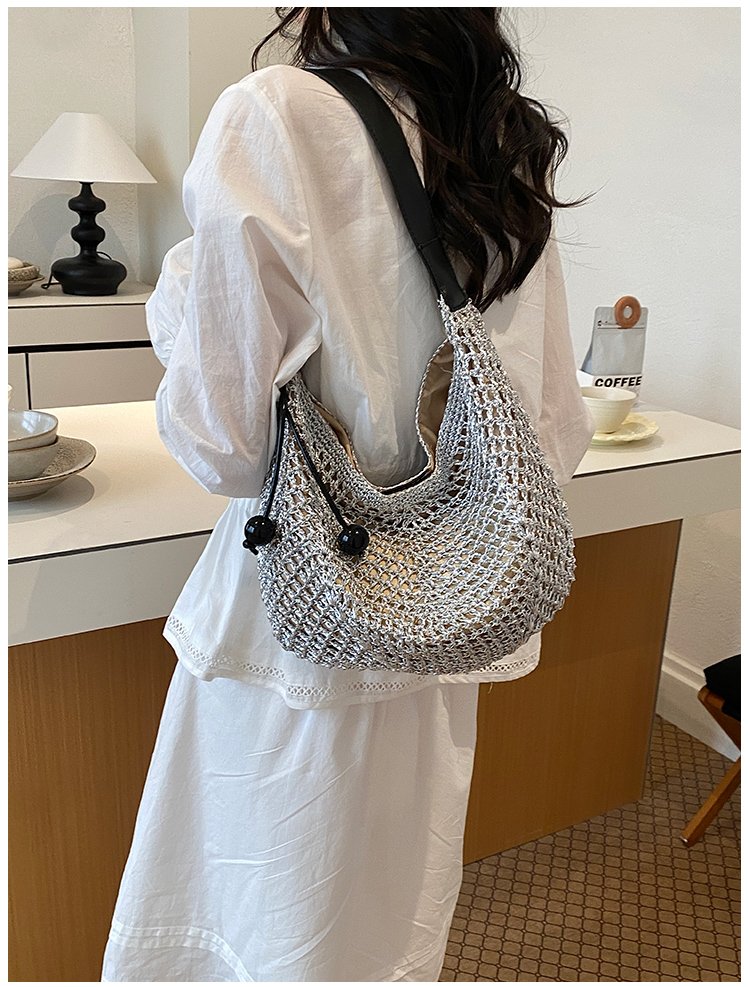 Women's Straw Woven Slouch Shoulder Bag detail 21