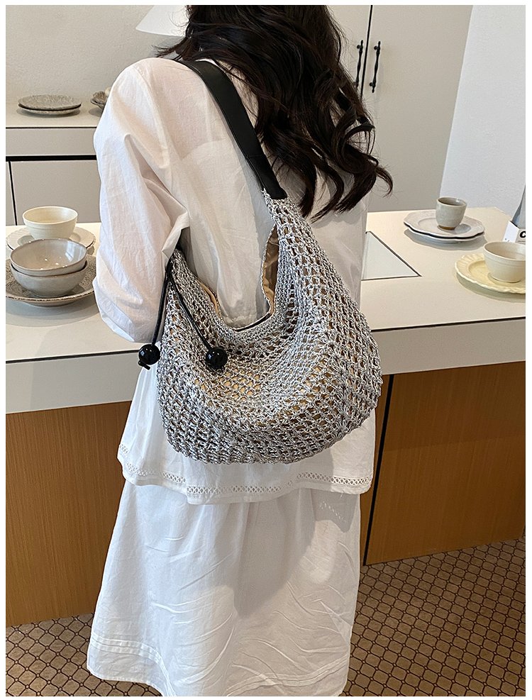 Women's Straw Woven Slouch Shoulder Bag detail 22