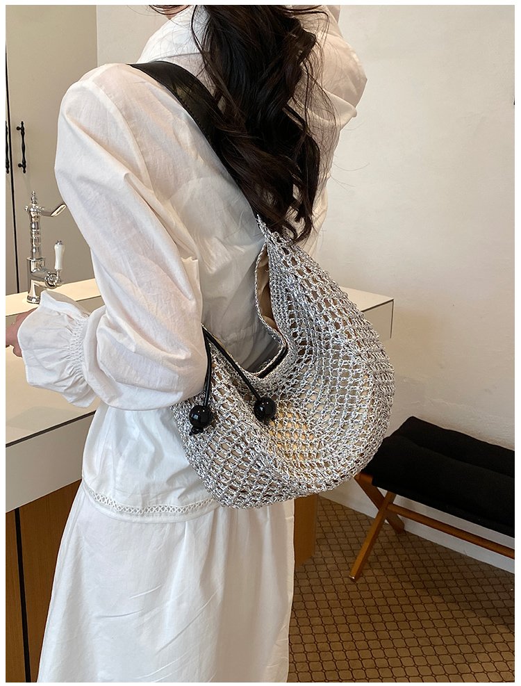 Women's Straw Woven Slouch Shoulder Bag detail 25
