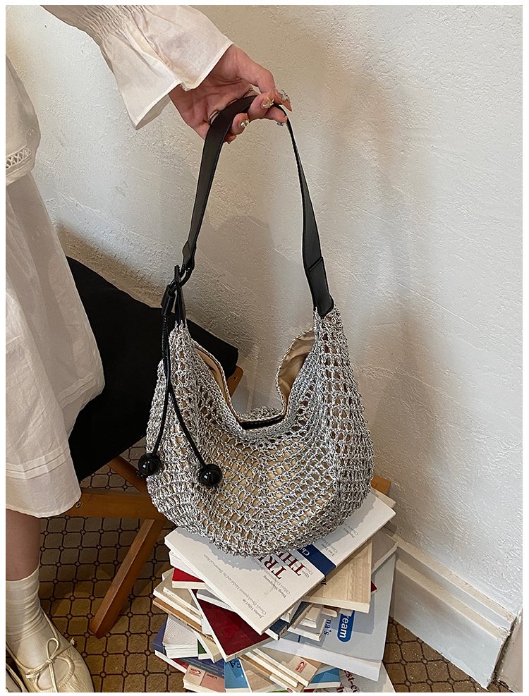 Women's Straw Woven Slouch Shoulder Bag detail 27