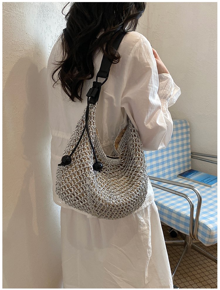 Women's Straw Woven Slouch Shoulder Bag detail 29