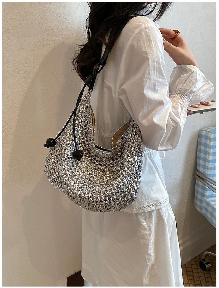 Women's Straw Woven Slouch Shoulder Bag detail 31