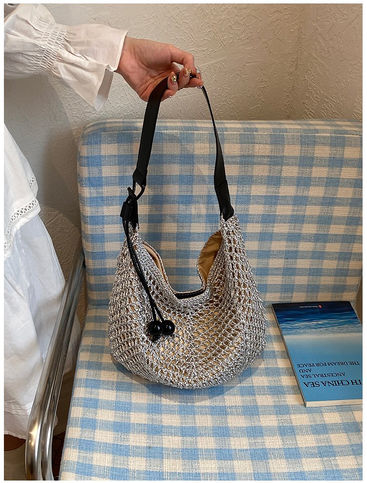 Women's Straw Woven Slouch Shoulder Bag detail 33