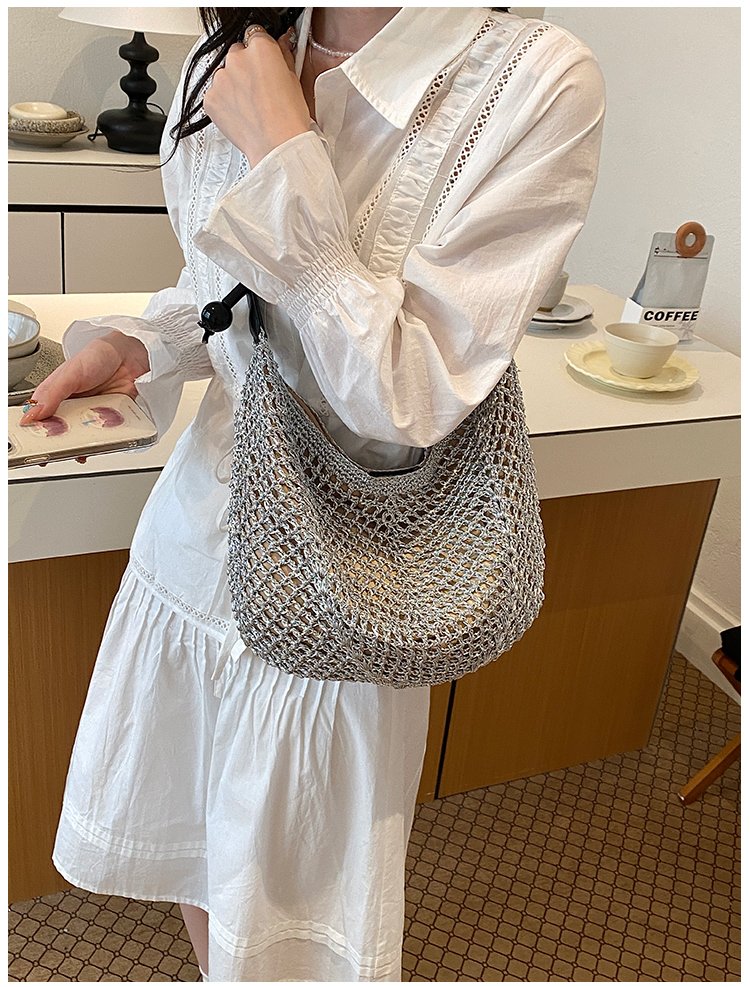 Women's Straw Woven Slouch Shoulder Bag detail 34