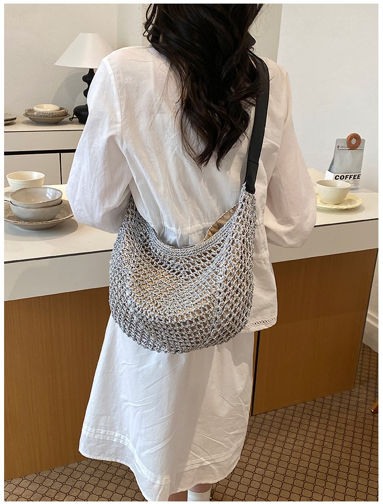 Women's Straw Woven Slouch Shoulder Bag detail 36