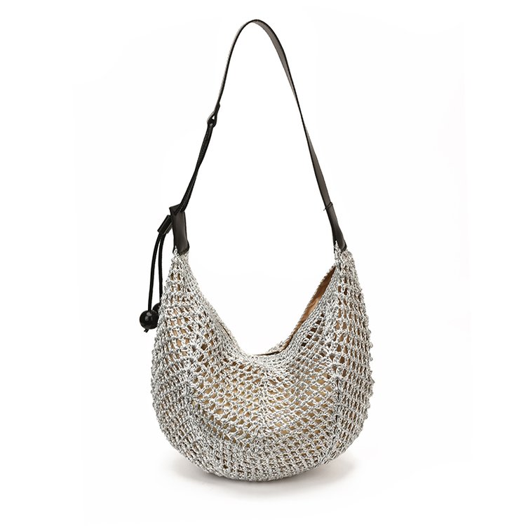 Women's Straw Woven Slouch Shoulder Bag view 1