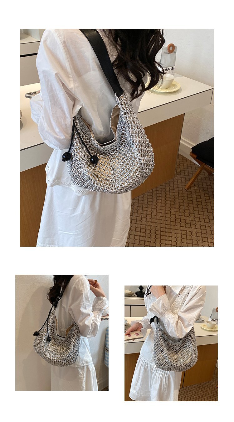 Women's Straw Woven Slouch Shoulder Bag detail 5