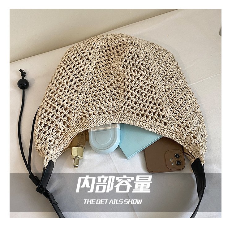 Women's Straw Woven Slouch Shoulder Bag detail 6