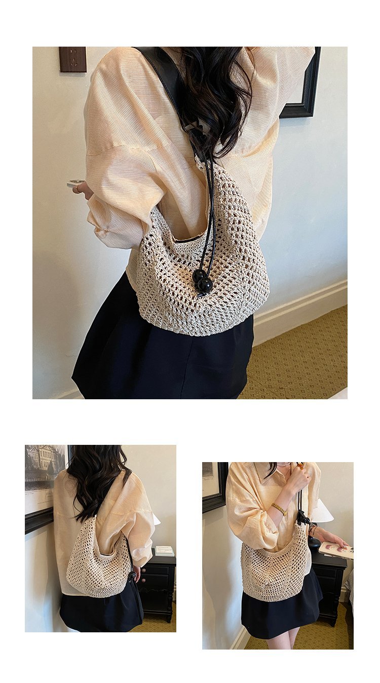 Women's Straw Woven Slouch Shoulder Bag detail 7