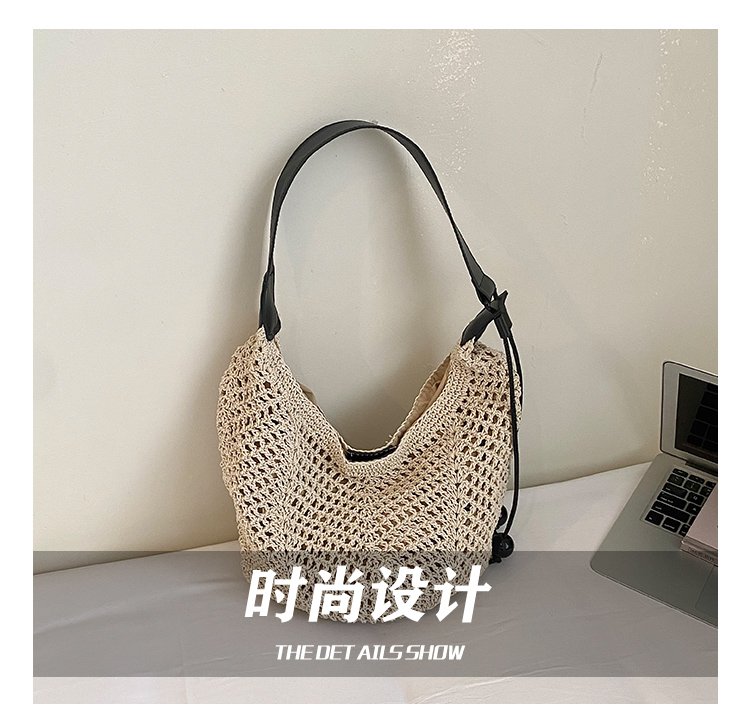 Women's Straw Woven Slouch Shoulder Bag detail 8