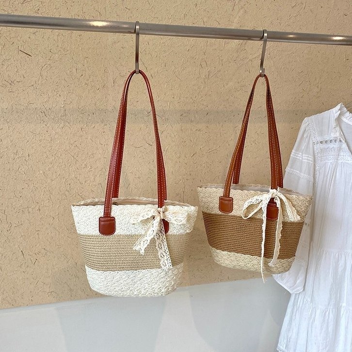 Women's Straw Woven Top Handle Shoulder Bag view 2