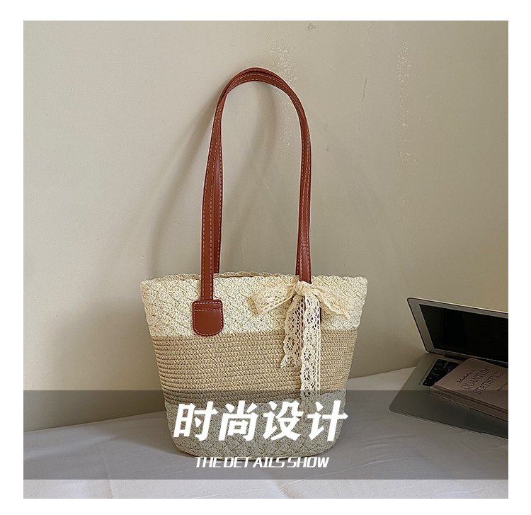 Women's Straw Woven Top Handle Shoulder Bag detail 9