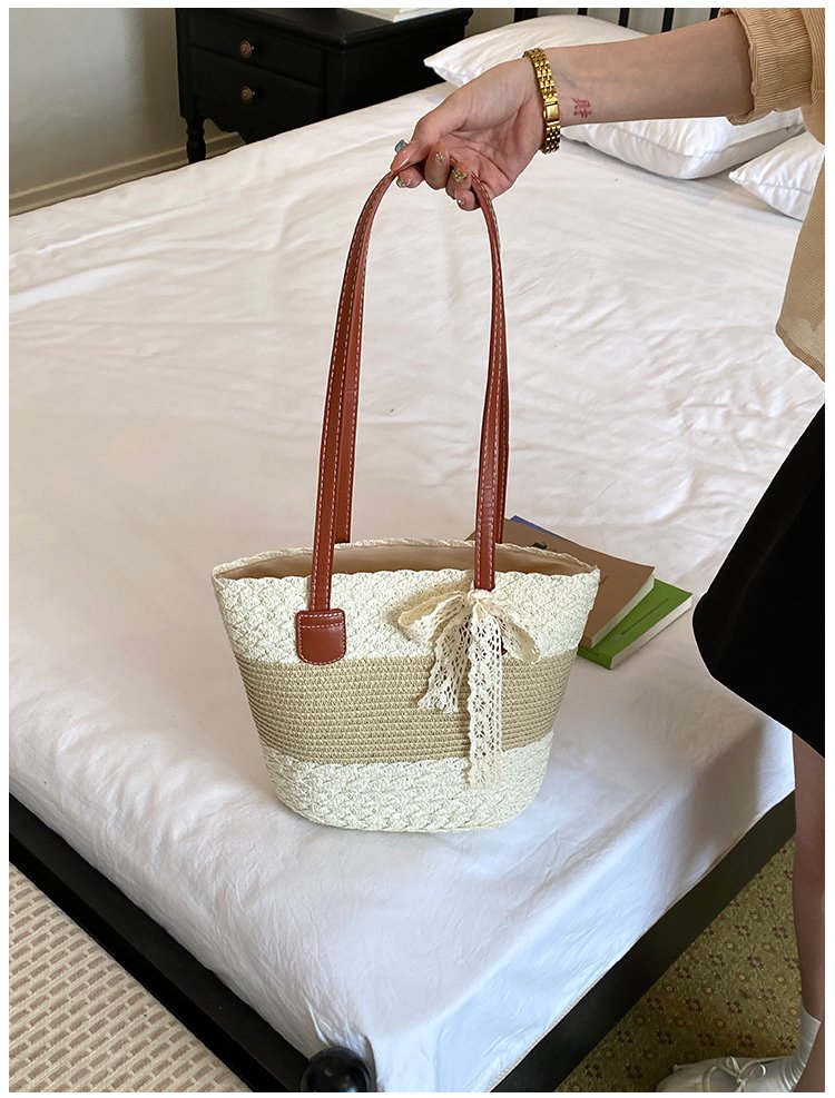 Women's Straw Woven Top Handle Shoulder Bag detail 13