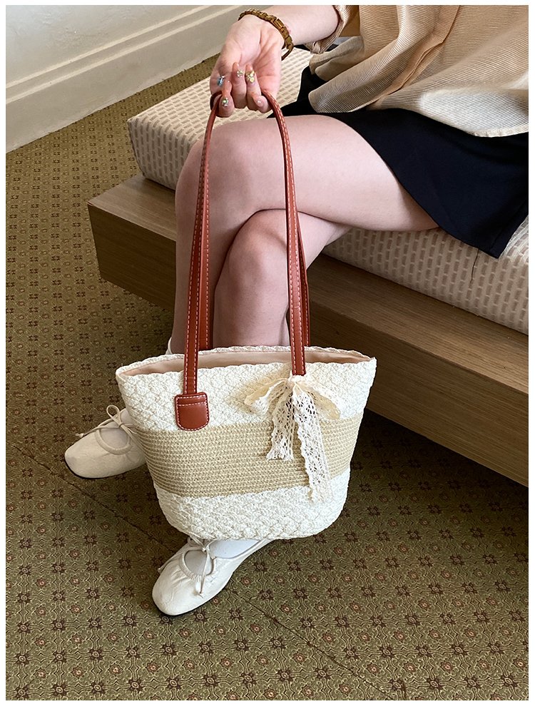 Women's Straw Woven Top Handle Shoulder Bag detail 17