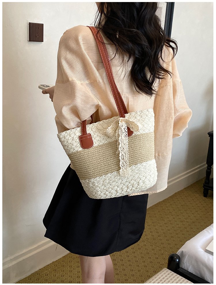 Women's Straw Woven Top Handle Shoulder Bag detail 18